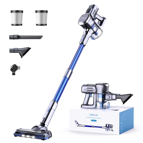 Lubluelu Aspirapolvere Senza Fili 25000Pa 220W, Scopa Elettrica Senza Fili Aspirapolvere Potente 25V/50Min Batteria Rimovibile Aspirapolvere Senza Sac