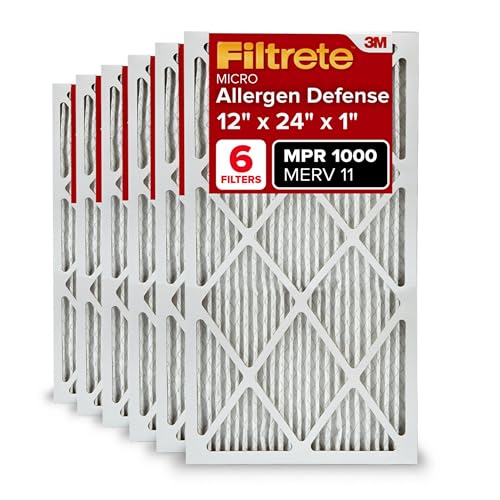 Filtrete Ad20 – 6Pk-1E Filtro Dell' Aria, 12 Pollici X 24 Pollici X 1 Pollici, Bianco