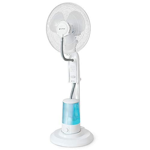 Grunkel, 60X5X15 Ventilatore Con Nebulizzatore, Telecomando E Oscillazione Orizzontale, Bianco, Blu, 72 Unità