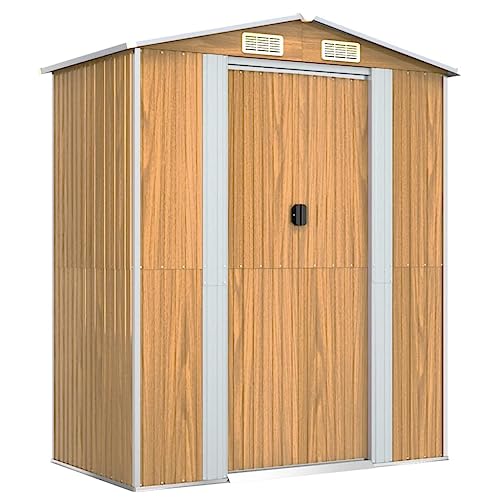 Vidaxl Capanno Giardino Marrone Chiaro 192X108X223 Cm Acciaio Zincato