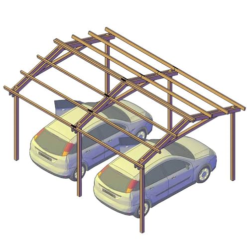 Pergola Da Giardino 400X550 Cm - In Legno Massello Di Pino Impregnato A Capriata - Carport Per 2 Posti Auto - Made In Italy (400X550 Cm)