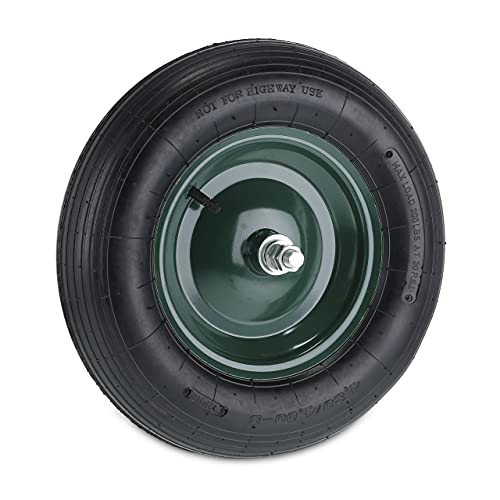 Relaxdays Ruote Carriola 4.80 4.00-8, Gonfiare, Cerchione E Asse In Acciaio, Antiforatura, Ruotino Carrello, Nero Verde