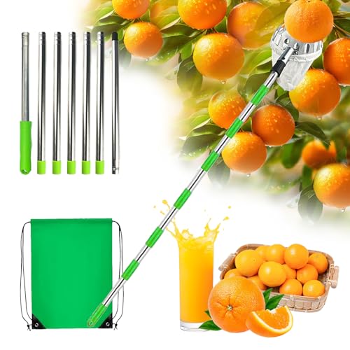 Lewbdf Cueilleur De Fruits Avec, Manche 2.5M Cueillette, Cerise Cueille-Fruits, Acier Inoxydable Outil Cueilleur De Fruits Pour La Cueillette Des Oran