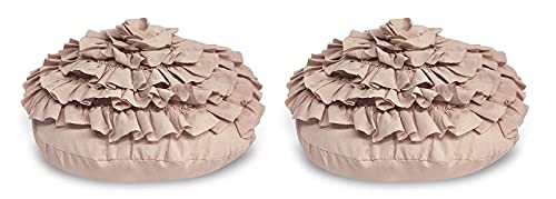 Confezioni Giuliana Coppia Cuscini Arredo Fiore Rotondo Volants Con Imbottitura Shabby Chic Rosa
