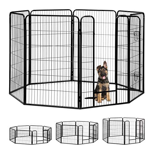 Relaxdays Recinto Per Cuccioli, Cani Piccoli, Da Interno, Stabile, Da Esterno, Box, Hlp 120X76,5X235 Cm, Nero