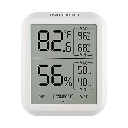 Inkbird Ith-20 Termometro Igrometro Digitale, Misuratore Di Umidità E Temperatura, Memoria Di Massima/Minima, Monitor Interno Ed Esterno Per Magazzino