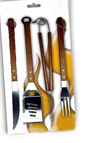 Gicos Srl Set Barbecue 4Pz Paletta Multiuso Forchettore Coltello Pinza Utilissimi Strumenti Barbecue Anu-409653