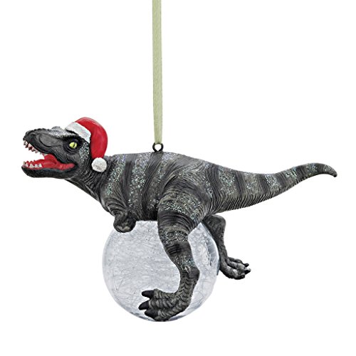 Design Toscano Ornamento Dell'Albero Di Natale - Blitzer Il T Rex Con Santa Hat Holiday Ornament: Un Insieme Di Tre - Dinosaur Figure