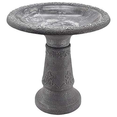 Arcadia Garden Products Bb05 Stone Fiberclay Birdbath 19,5 X 10,25 X 20,5, Grigio
