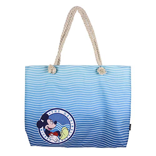 Cerdá Life'S Little Moments Mickey Mouse, Bolso De Playa Mouse-100% Algodon Unisex Niños, Azul, 52