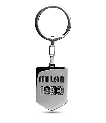 Portachiavi "1899" Ac Milan, In Acciaio Con Key Asset Laterale, Grigio, Bambini E Ragazzi, Sport E Calcio