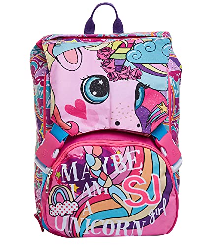Sj Gang Zaino Scuola Estensibile, Rosa Fucsia, Cuccioli Da Sj, Zaino Doppio Scomparto Con Pattine Sfogliabili, Scuola Elementare, Bambina