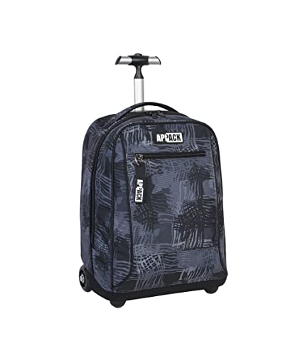 Appack Big Trolley Scuola, Nero, 2 In 1, Doppio Uso, Zaino Con Carrello Fisso E Crossover System, Viaggio, Bambino Ragazzo