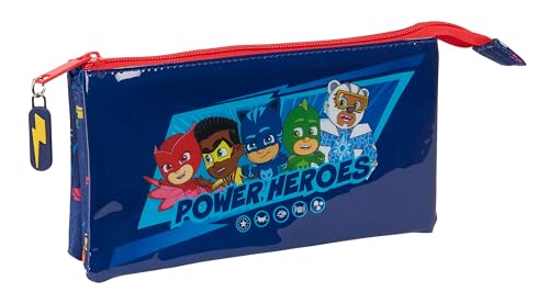 Safta Pjmasks Ready - Astuccio Triplo, Astuccio Per Bambini, Ideale Per Bambini In Età Scolastica, Comodo E Versatile, Qualità E Resistenza, 22 X 3 X