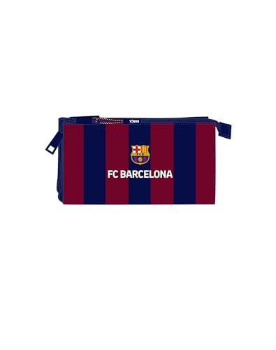 Safta F.C. Barcellona - Astuccio Triplo, Astuccio Per Bambini, Ideale Per Bambini In Età Scolastica, Comodo E Versatile, Qualità E Resistenza, 22 X 3