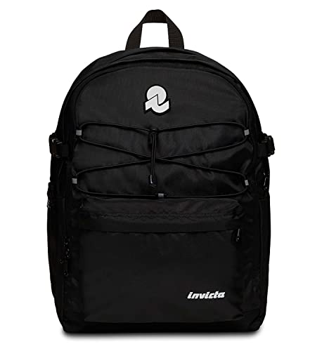 Invicta Zaino Blow Up Plain, Nero - Doppio Scomparto, Tasca Porta Borraccia, Tasca Porta Pc - Cinghia In Vita Regolabile Rimovibile - Zaino Scuola, Vi