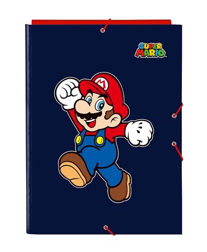 Super Mario World - Cartella A Fogli Con 3 Fogli, Ideale Per Bambini Di Diverse Età, Comoda E Versatile, Qualità E Resistenza, 26 X 36,5 Cm, Colore Bl