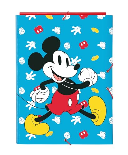 Safta -M068 Mickey Mouse Fantastic-Cartellina Con 3 Fogli, Ideale Per Bambini Di Diverse Età, Confortevole E Versatile, Qualità E Resistenza, 26 X 36,