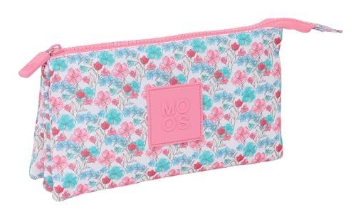 Safta Moos Flores - Astuccio Triplo, Tessuto Riciclabile, Astuccio Per Bambini, Ideale Per Bambini In Età Scolastica, Comodo E Versatile, Qualità E Re
