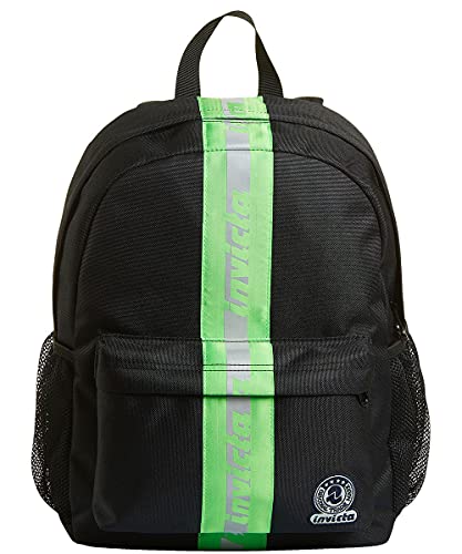 Invicta Zaino Scuola Benin S, Nero Verde, Reflective Band, Zaino Mono Scomparto Con Tasca Porta Pc E Tasca Porta Borraccia, Scuola, Unisex
