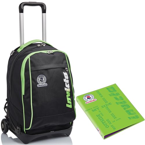 Trolley New Tech Invicta, Kupang, Nero, 3 In 1 Zaino Sganciabile + Copertina Ad Anelli