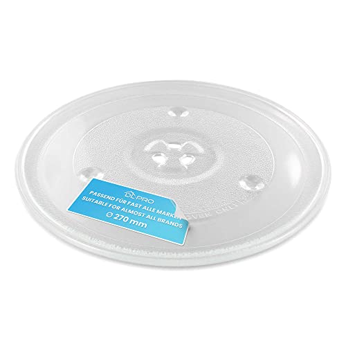 Dl-Pro Piatto Universale Per Forno A Microonde, 27 Cm, Piatto Girevole In Vetro, Piatto Girevole Con 3 Gommini Da 270 Mm, Rotondo, Ricambio Per Forno 