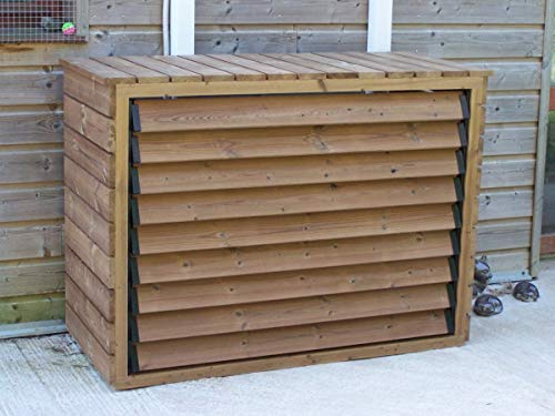Cache Climatiseur Habrita Foresta Cc1306 Extérieur 1,32X0,58X0,98M Bois Naturel Brun Doré