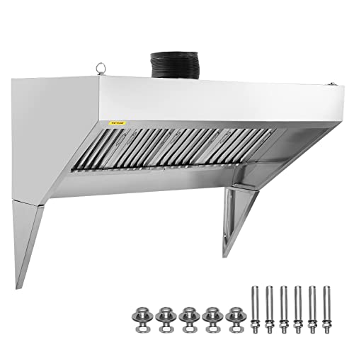Vevor Cappa Di Aspirazione Commerciale, 9Ft, Cappa Per Rimorchio In Acciaio Inox 201 Griglia A Forma Di U Staccabile, Cappa Di Ventilazione Resistente