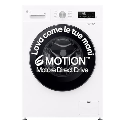 Lg F4Nx1008Nwk Lavatrice 8 Kg A Carica Frontale Serie X1, Classe A, 1400 Giri, Wi-Fi, 6 Motion Direct Drive, Lavaggio A Vapore Allergy Care, Libera In