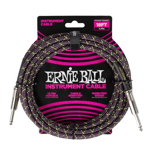 Ernie Ball Cavo Per Chitarra Intrecciato, Dritto/Dritto, 5,49 M - Purple Python