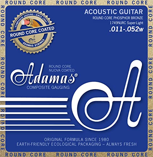 Adamas Akustik-Gitarren Saiten Nuova Phosphor Bronze Beschichtet Round Core Satz Super Light .011-.052 - 1749Nurc