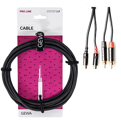 Gewa Twinkabel Pro Line, 6 M, Nero, Rean Maschio, 2X Cinch Maschio - 2X Cinch Femmina (Prolunga), 190797