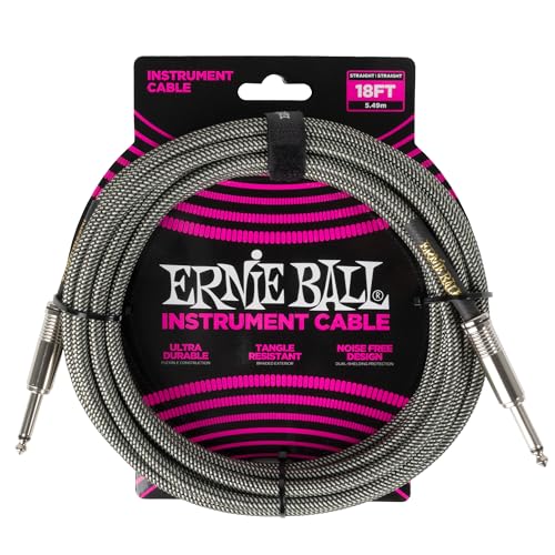 Ernie Ball Cavo Per Chitarra Intrecciato, Dritto/Dritto, 5,49 M - Silver Fox