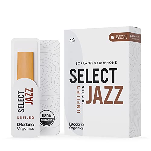 D'Addario Organic Select Jazz Unfiled Soprano Ance Per Sassofono - Ance Per Sax - 4 Morbido, 10 Pacchetto