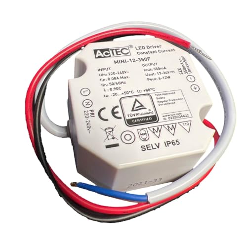 Mini Led Driver Ip65, Corrente Costante 350Ma 17V-34Vdc 12W, Dimensione Ridotta 50X48X24Mm, Input 220V
