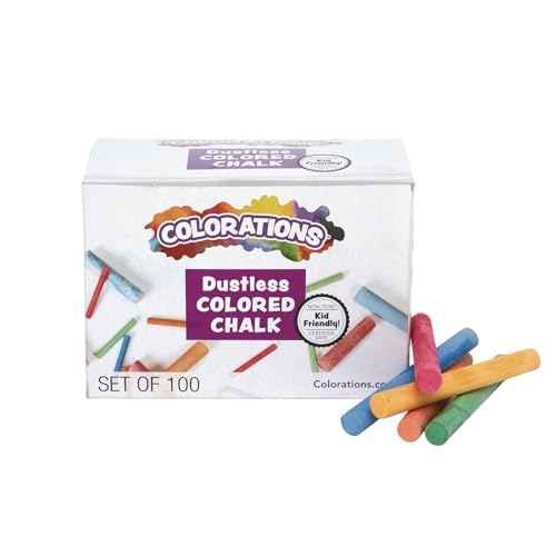 Colorations Colored Dustless Chalk - 100 Pezzi