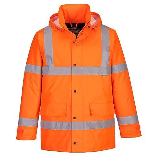 Portwest S460 Giacca Da Traffico Invernale Impermeabile Confortevole Ad Alta Visibilità Arancione, 5Xl