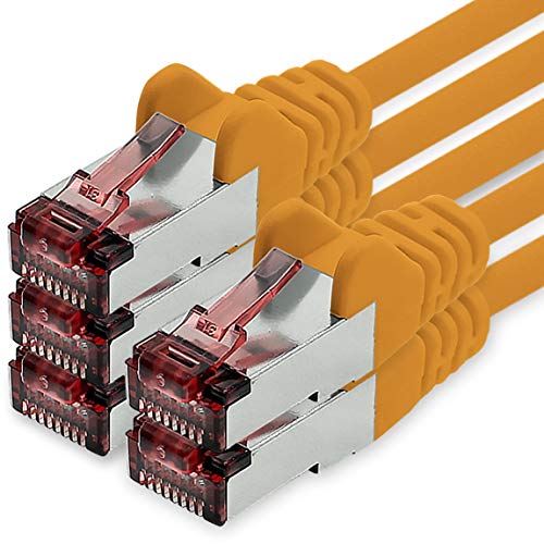 Freiwerk Cavo Di Rete Cat.6 5M Arancione - 5 X Cavo Ethernet Lankabel Cat6 Cavo Di Rete Lan Sftp Pimf Patchcable 1000 Mbit S Compatibile Con Cat5 Cat5
