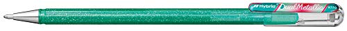 Pentel Hybrid Dual Metallic Rollers Inchiostro Gel Metallico Pastello K110, Verde Turchese + Rosso E Verde Metallico, Confezione Da 12