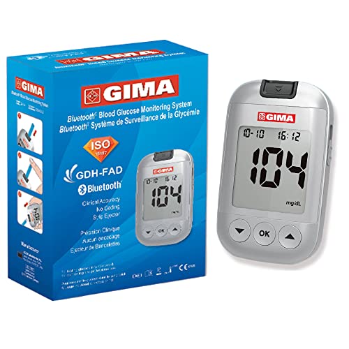 Gima Misuratore Glicemia Glucometro Kit Completo Per Il Controllo E Il Monitoraggio Del Glucosio Nel Sangue Con 10 Strisce Soluzione Di Controllo 10 L