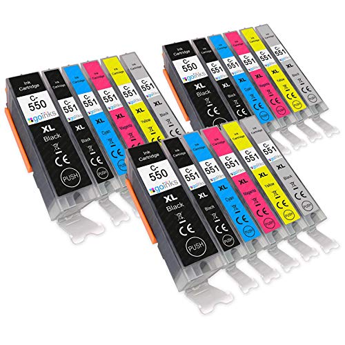 Go Inks 3 Set Di 6 Cartucce D'Inchiostro Per Sostituire Pgi-550 & Cli-551 Compatibile/Non-Oem Per Stampanti Pixma (18 Inchiostri)