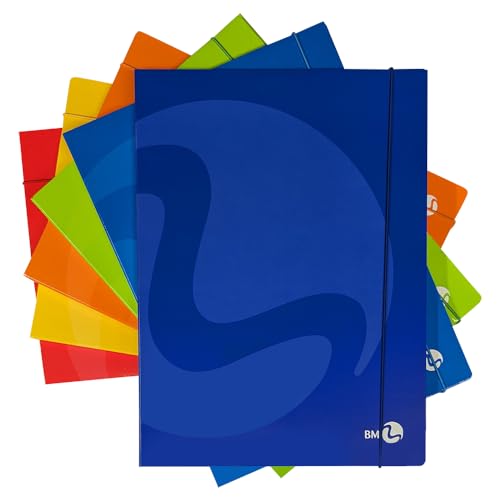 Bm Bemore - Cartelline 3 Lembi Con Elastico Dorso 1 Color, 0112775 - Cartellina Formato A4 - Copertina Pesante 700 G/Mq - Confezione Da 6 Pezzi - Colo