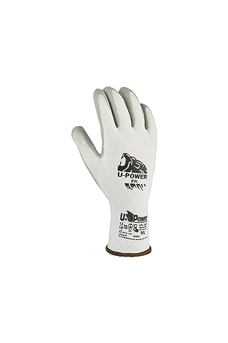 U-Power Fit, Guanti Da Lavoro Leggeri Con Fodera In Nylon Bianco Finezza 13, Con Rivestimento Di Nitrile, Resistenti All'Abrasione, Livello Di Destrez