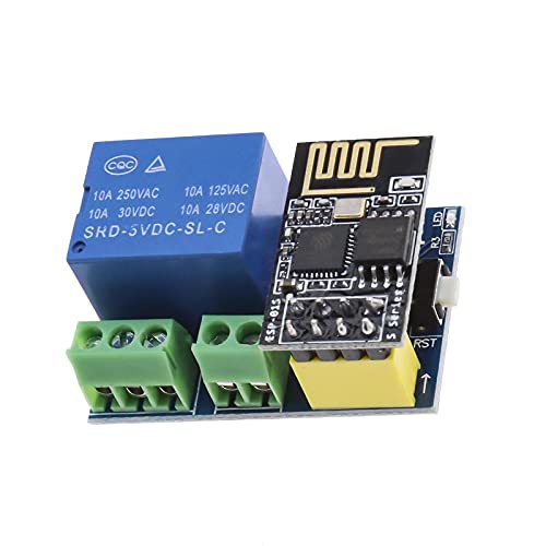 Yinettech Esp-01S Wlan Esp 8266 Modulo Wifi Modulo Wifi 5V Con Adattatore Relè, 1 Relè Esp 8266 E 1 Pezzo Esp-01S