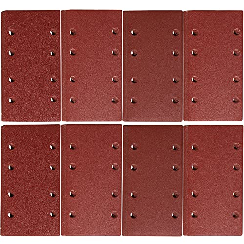 48 Pezzi Di Fogli Abrasivi Carta Vetrata 93 X 185Mm Per Ricambi Levigatrice Orbitale, Grana 40/60/80/120/180/240/320/400 8 Fori,Per Levigatrice Rettan