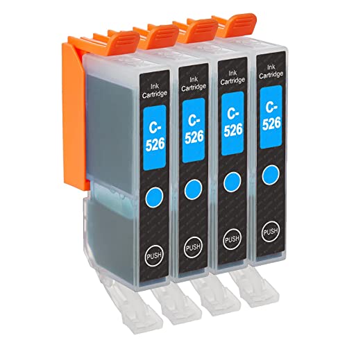 Go Inks 4 Cartucce Di Inchiostro Ciano Per Sostituire Cli-526C Compatibile/Non Oem Per Stampanti Pixma