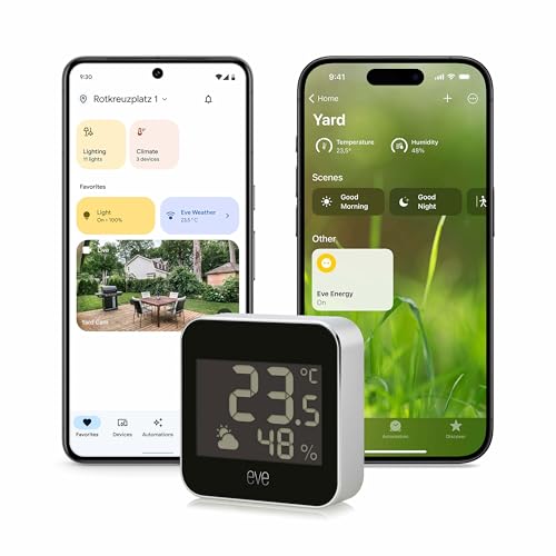 Eve Weather (Matter) – Stazione Meteo Intelligente Per Temperatura, Umidità, Tendenze Meteo, Resistenza All'Acqua Ipx4, Accesso Vocale Tramite Google/
