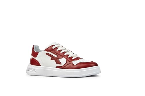 U-Power Urban Lifestyle Scarlett, Scarpe Sportive E Casual Bianche E Rosse In Morbida Pelle. Sneakers Basse Con Suola Antiscivolo Con Inserto Infinerg