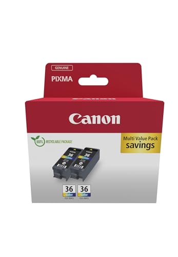 Canon Cli-36 Twin Pacchetto Di 2 Cartucce D'Inchiostro (2X Colore) Certificato (Cartone Riciclabile2024)