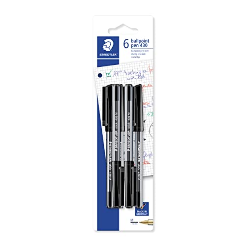 Staedtler Medium Stick 430 - Penna A Sfera, Confezione Da 6, Colore: Nero